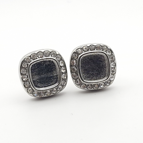 Stainless Steel CZ Pillow Earrings