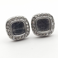 Stainless Steel CZ Pillow Earrings