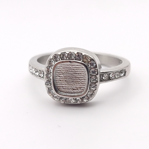 Stainless Steel CZ Pillow Ring