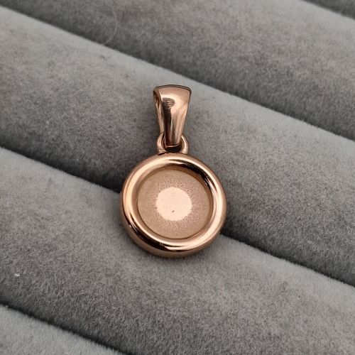 Stainless Steel Circle Button Pendant - rose gold pvd