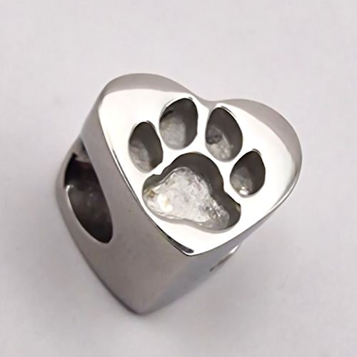 Stainless Steel Paw Heart Bead