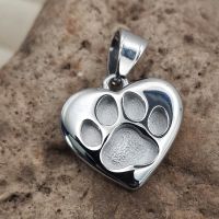 Stainless Steel Paw Heart Necklace