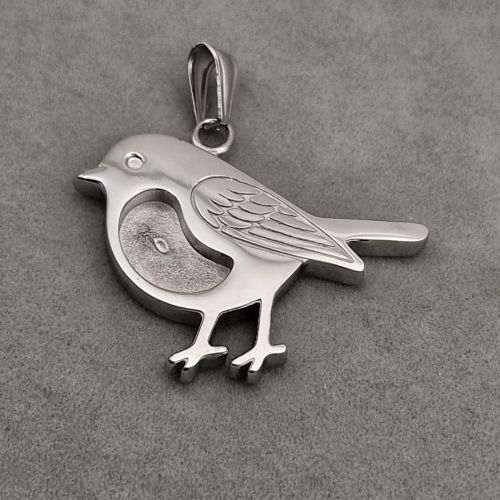 Stainless Steel 2d Robin Pendant