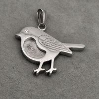 Stainless Steel 2d Robin Pendant