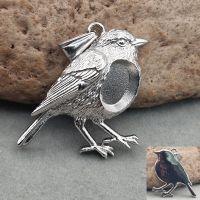 Stainless Steel 3d Textured Robin Pendant