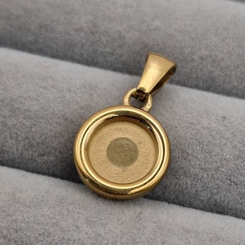 Stainless Steel Circle Button Pendant - gold pvd