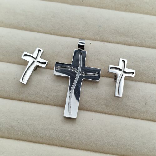 Stainless Steel Cross studs and pendant set