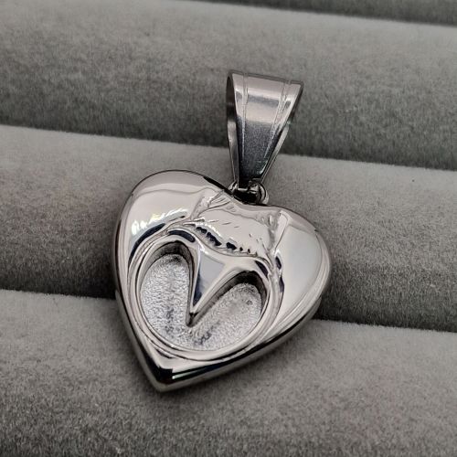Stainless Steel Barefoot hoof Heart Necklace