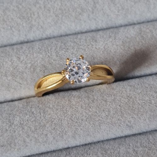 Stainless Steel Solitaire Ring blank Gold PVD