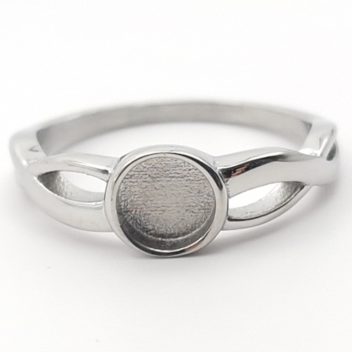 Stainless Steel Circle Cross band Ring