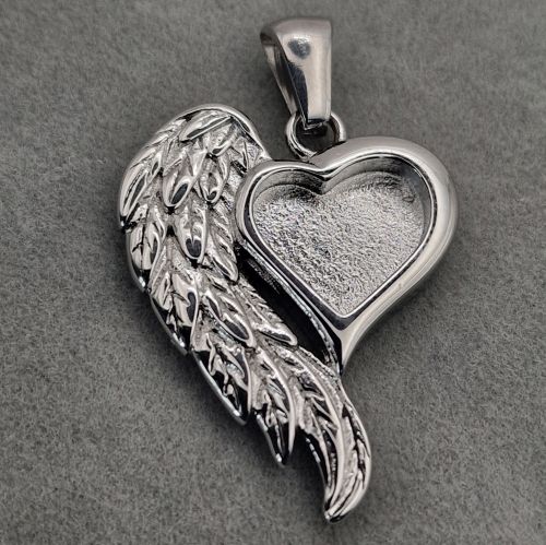 Stainless Steel Angel Wing Heart Pendant